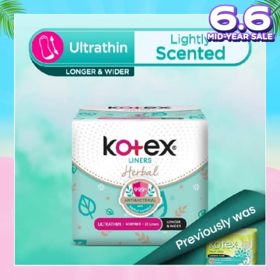 KOTEX Anti-Bacterial Herbal Longer & Wider PantyLiner Ultrathin Lightly Scented 23s