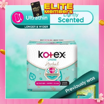 KOTEX Anti-Bacterial Herbal Longer & Wider PantyLiner Ultrathin Lightly Scented 23s