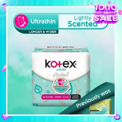 KOTEX Anti-Bacterial Herbal Longer & Wider PantyLiner Ultrathin Lightly Scented 23s