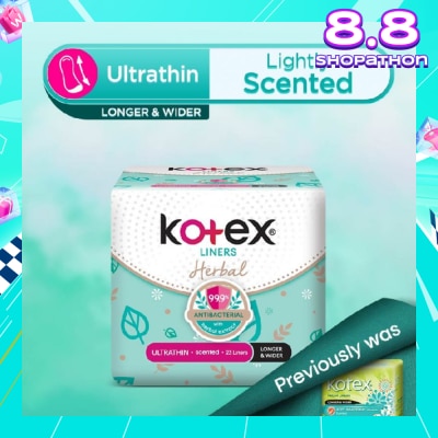 KOTEX Anti-Bacterial Herbal Longer & Wider PantyLiner Ultrathin Lightly Scented 23s