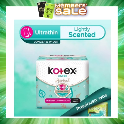 KOTEX - Anti-Bacterial Herbal Longer & Wider PantyLiner Ultrathin Lightly Scented 23s