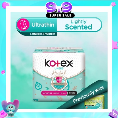 KOTEX - Anti-Bacterial Herbal Longer & Wider PantyLiner Ultrathin Lightly Scented 23s image
