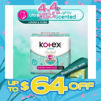 KOTEX - Anti-Bacterial Herbal Longer & Wider PantyLiner Ultrathin Lightly Scented 23s
