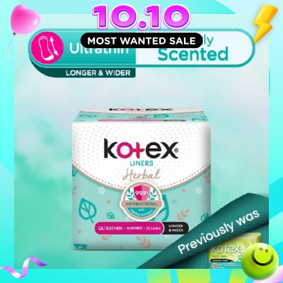 KOTEX Anti Bacterial Herbal Longer & Wider PantyLiner Ultrathin Lightly Scented 23s image