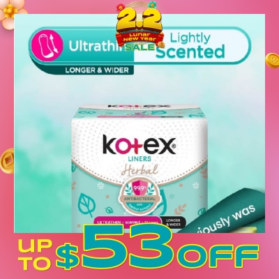 KOTEX Anti-Bacterial Herbal Longer & Wider PantyLiner Ultrathin Lightly Scented 23s