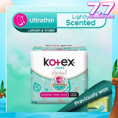 KOTEX Anti-Bacterial Herbal Longer & Wider PantyLiner Ultrathin Lightly Scented 23s