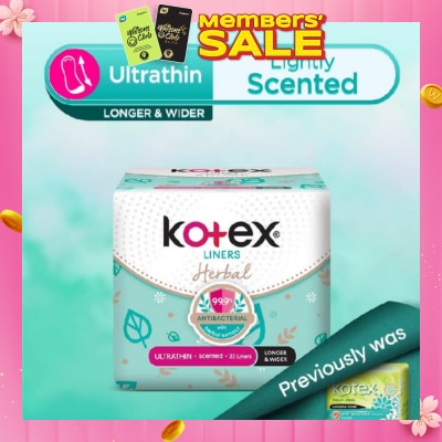 KOTEX Anti-Bacterial Herbal Longer & Wider PantyLiner Ultrathin Lightly Scented 23s