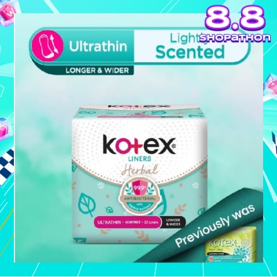 KOTEX Anti-Bacterial Herbal Longer & Wider PantyLiner Ultrathin Lightly Scented 23s