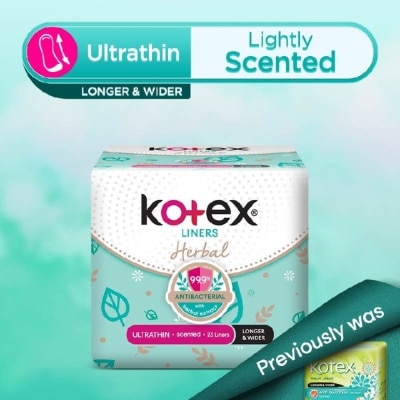 KOTEX Anti-Bacterial Herbal Longer & Wider PantyLiner Ultrathin Lightly Scented 23s