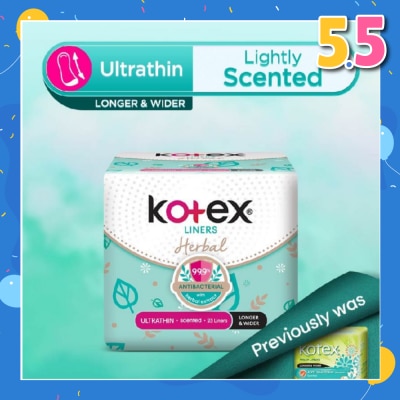 KOTEX Anti-Bacterial Herbal Longer & Wider PantyLiner Ultrathin Lightly Scented 23s
