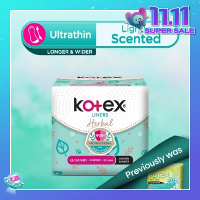 KOTEX Anti-Bacterial Herbal Longer & Wider PantyLiner Ultrathin Lightly Scented 23s