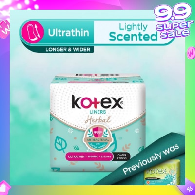 KOTEX Anti-Bacterial Herbal Longer & Wider PantyLiner Ultrathin Lightly Scented 23s