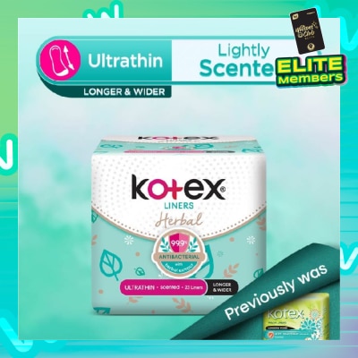 KOTEX Anti-Bacterial Herbal Longer & Wider PantyLiner Ultrathin Lightly Scented 23s