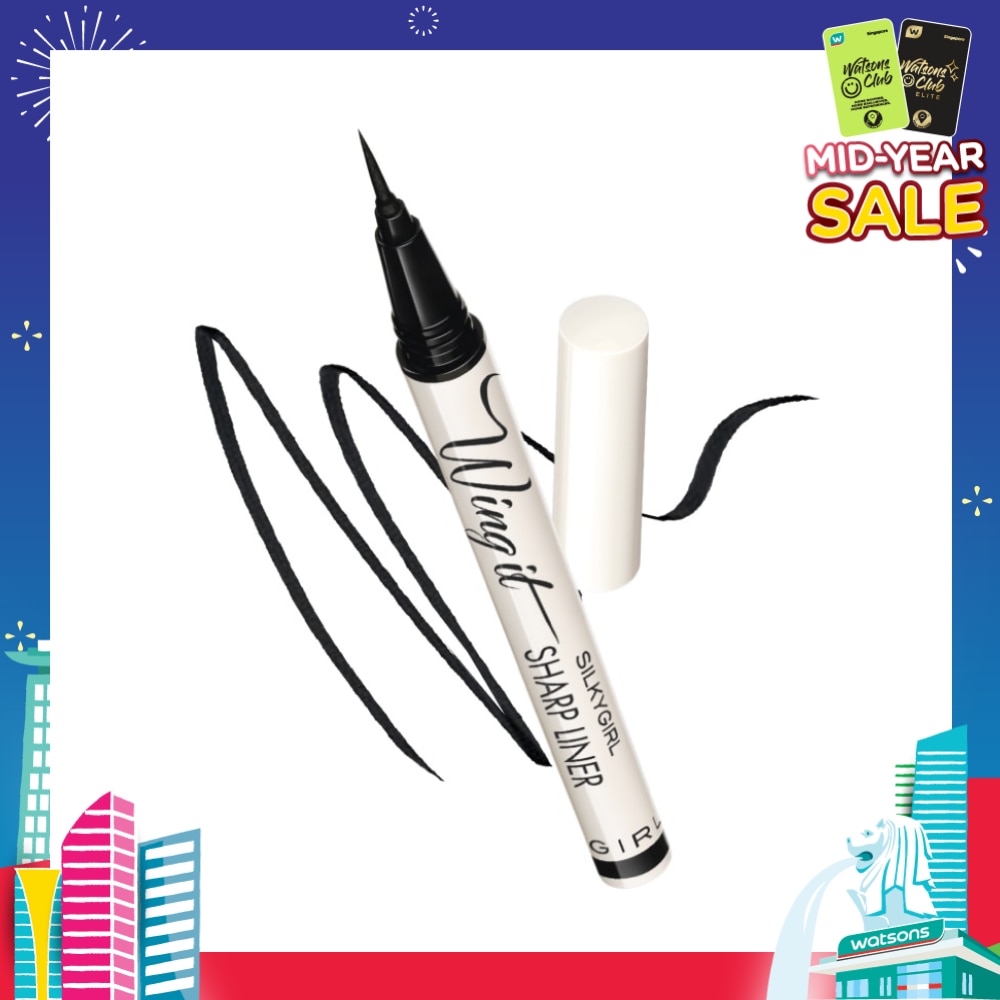 SILKYGIRL Wing It Sharp Liner 01 Super Black (Quick Drying + Smudge-Proof & Easy To Remove) 1s