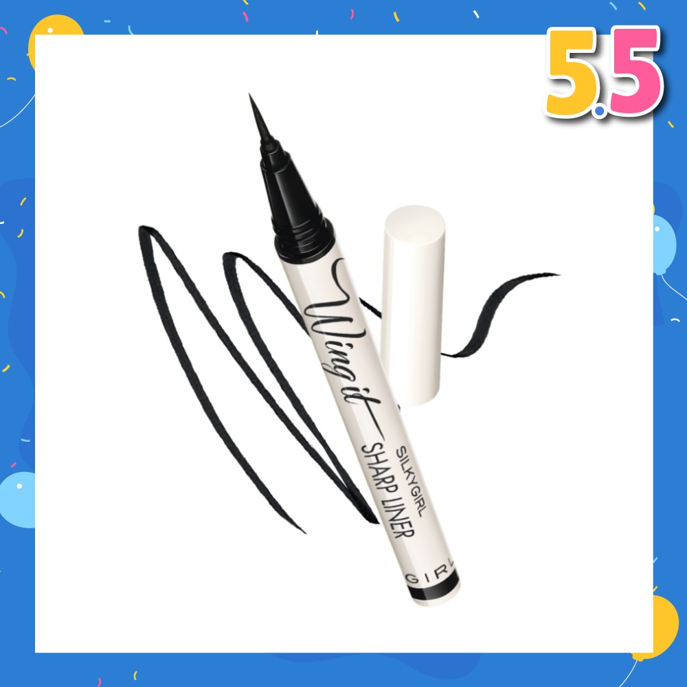 SILKYGIRL Wing It Sharp Liner 01 Super Black (Quick Drying + Smudge-Proof & Easy To Remove) 1s