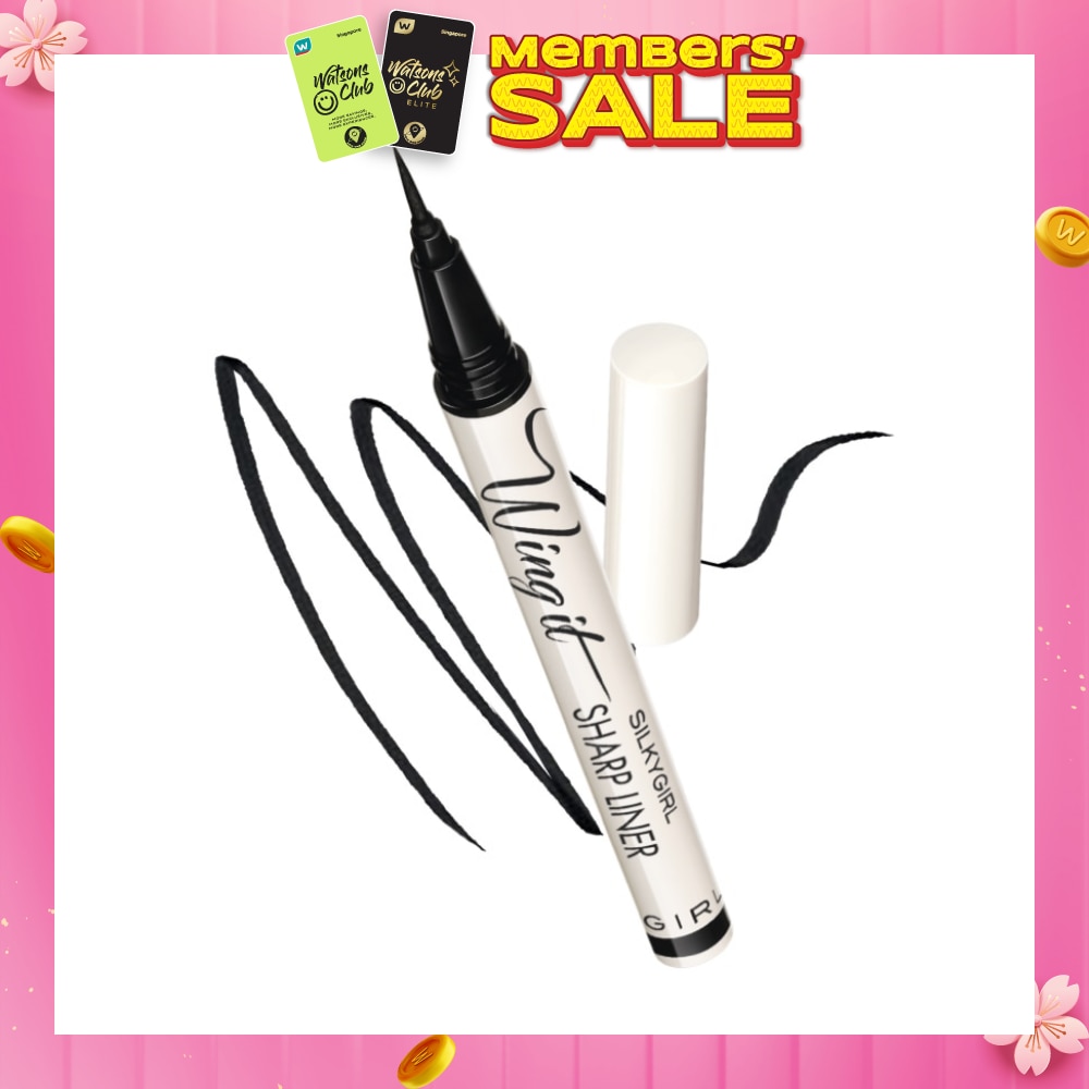SILKYGIRL Wing It Sharp Liner 01 Super Black (Quick Drying + Smudge-Proof & Easy To Remove) 1s