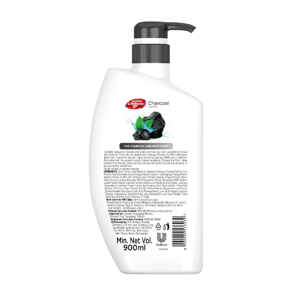 Lifebuoy Charcoal & Mint Antibacterial Body Wash 900ml