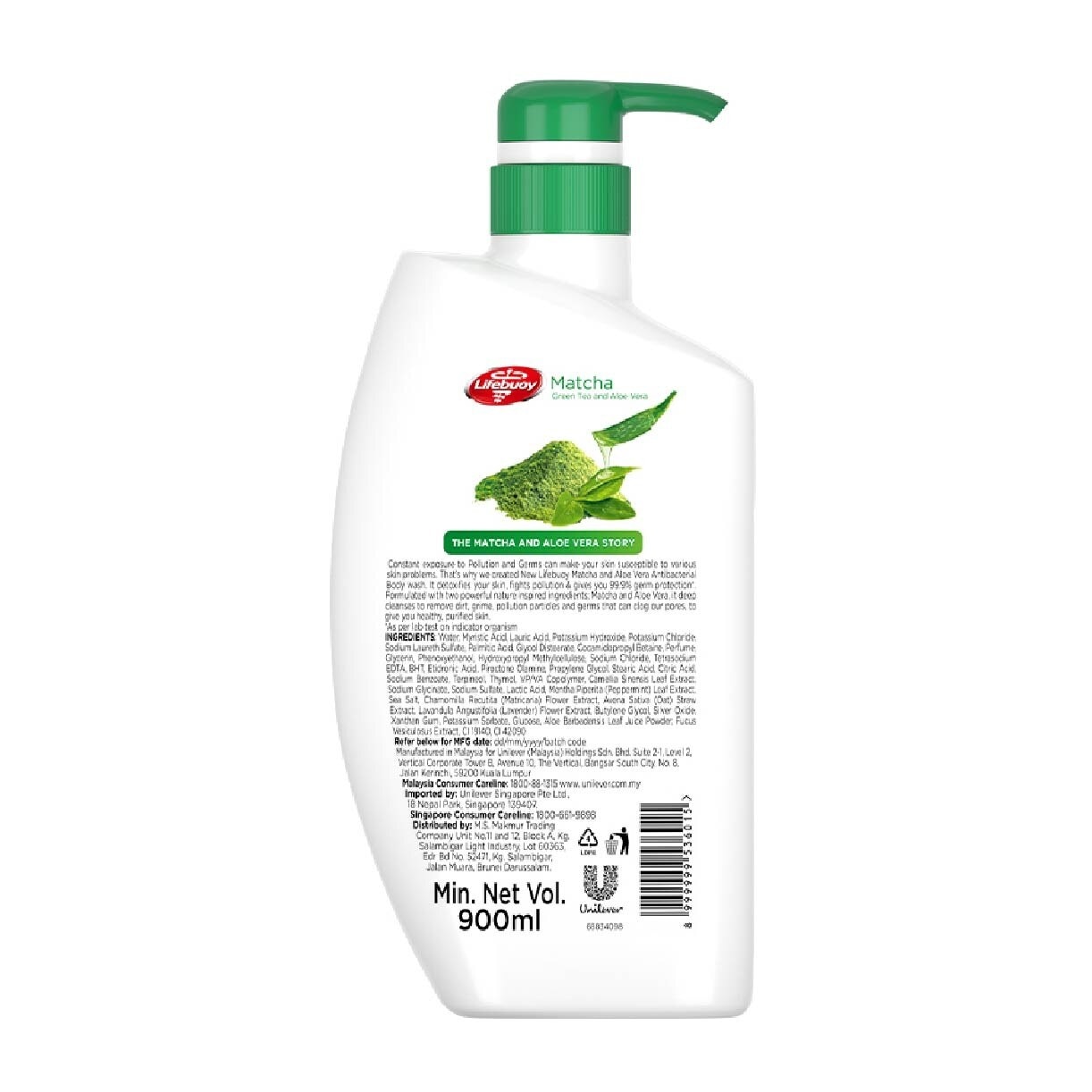 Lifebuoy Antibacterial Matcha Green Tea & Aloe Body Wash 900ml