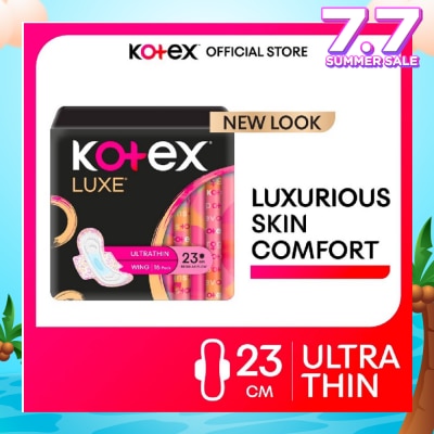 KOTEX Luxe Skin Comfort Ultrathin Day Sanitary Pad Wing 23cm (For Regular Flow) 16s