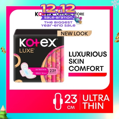 KOTEX Luxe Skin Comfort Ultrathin Day Sanitary Pad Wing 23cm (For Regular Flow) 16s