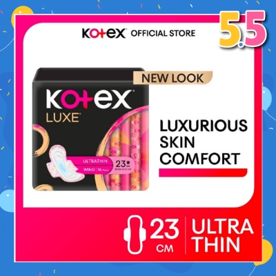 KOTEX Luxe Skin Comfort Ultrathin Day Sanitary Pad Wing 23cm (For Regular Flow) 16s