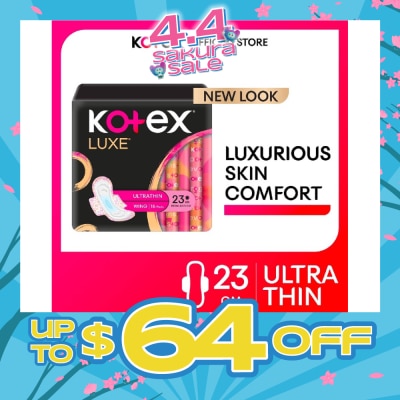 KOTEX - Luxe Skin Comfort Ultrathin Day Sanitary Pad Wing 23cm (For Regular Flow) 16s