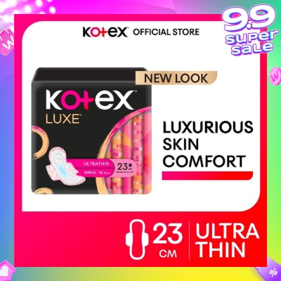 KOTEX Luxe Skin Comfort Ultrathin Day Sanitary Pad Wing 23cm (For Regular Flow) 16s