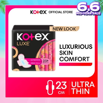 KOTEX Luxe Skin Comfort Ultrathin Day Sanitary Pad Wing 23cm (For Regular Flow) 16s