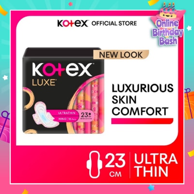 KOTEX Luxe Skin Comfort Ultrathin Day Sanitary Pad Wing 23cm (For Regular Flow) 16s