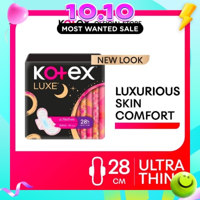 KOTEX Luxe Skin Comfort Ultrathin Night Sanitary Pad Wing 28cm (For Heavy Flow) 14s image