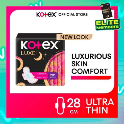 KOTEX Luxe Skin Comfort Ultrathin Night Sanitary Pad Wing 28cm (For Heavy Flow) 14s