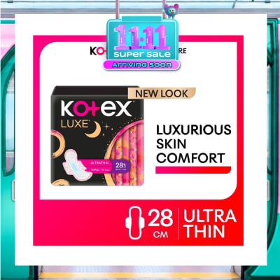 KOTEX Luxe Skin Comfort Ultrathin Night Sanitary Pad Wing 28cm (For Heavy Flow) 14s image