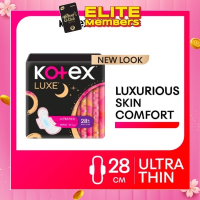 KOTEX Luxe Skin Comfort Ultrathin Night Sanitary Pad Wing 28cm (For Heavy Flow) 14s