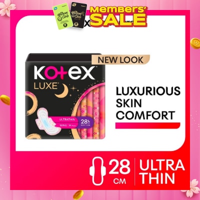 KOTEX Luxe Skin Comfort Ultrathin Night Sanitary Pad Wing 28cm (For Heavy Flow) 14s