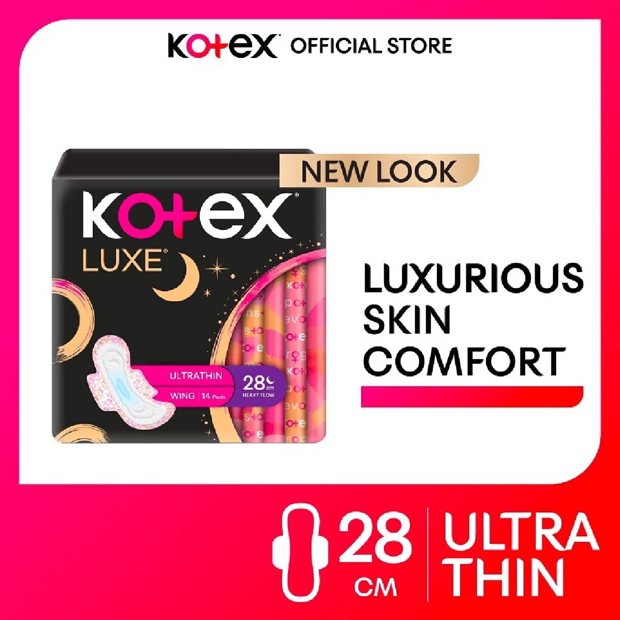 Luxe Skin Comfort Ultrathin Night Sanitary Pad Wing 28cm (For Heavy Flow) 14s