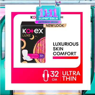 KOTEX Luxe Skin Comfort Ultrathin Night Sanitary Pad Wing 32cm (For Heavy Flow) 12s image