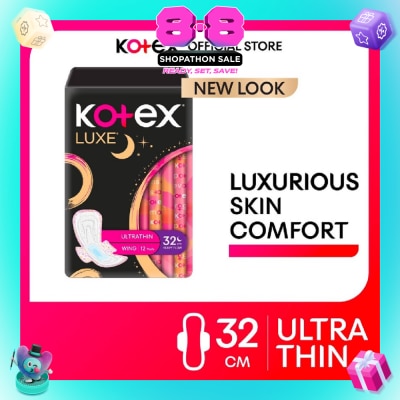KOTEX - Luxe Skin Comfort Ultrathin Night Sanitary Pad Wing 32cm (For Heavy Flow) 12s