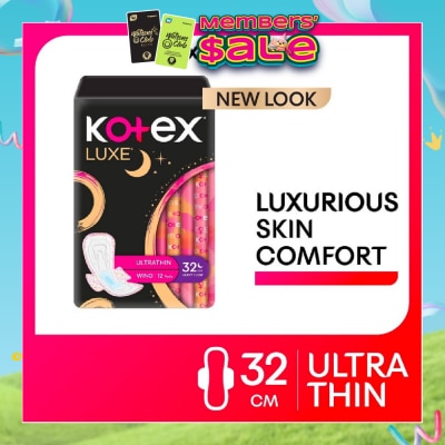 KOTEX - Luxe Skin Comfort Ultrathin Night Sanitary Pad Wing 32cm (For Heavy Flow) 12s