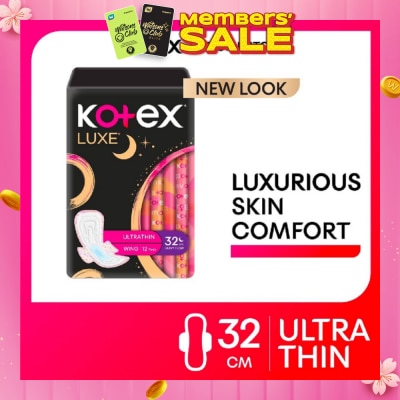 KOTEX Luxe Skin Comfort Ultrathin Night Sanitary Pad Wing 32cm (For Heavy Flow) 12s