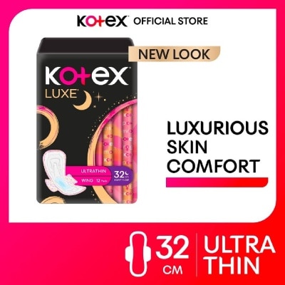 KOTEX Luxe Skin Comfort Ultrathin Night Sanitary Pad Wing 32cm (For Heavy Flow) 12s