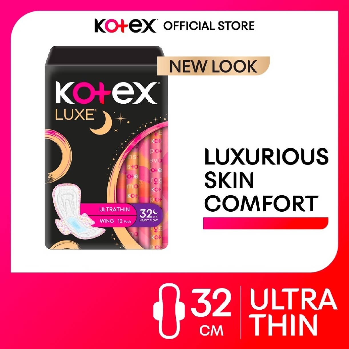 Luxe Skin Comfort Ultrathin Night Sanitary Pad Wing 32cm (For Heavy Flow) 12s