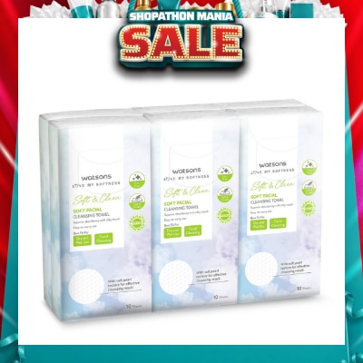 WATSONS - Soft & Clean Facial Cleansing Towel (Best For Dry & Wet Use & Facial Cleansing) 10s x 6