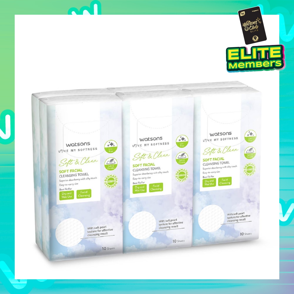 Soft & Clean Facial Cleansing Towel (Best For Dry & Wet Use & Facial Cleansing) 10s x 6