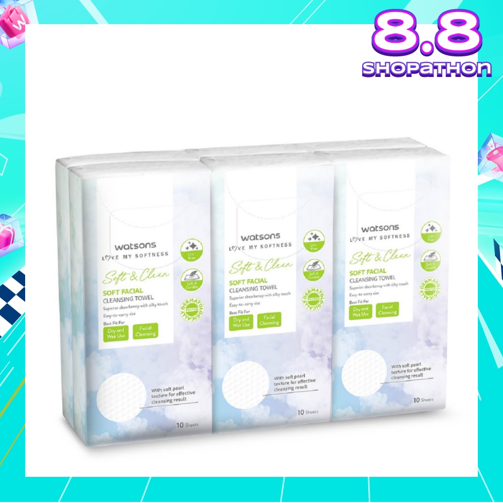 Soft & Clean Facial Cleansing Towel (Best For Dry & Wet Use & Facial Cleansing) 10s x 6
