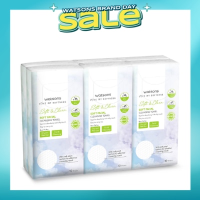 WATSONS - Soft & Clean Facial Cleansing Towel (Best For Dry & Wet Use & Facial Cleansing) 10s x 6