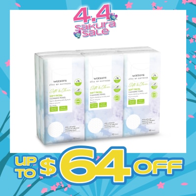 WATSONS - Soft & Clean Facial Cleansing Towel (Best For Dry & Wet Use & Facial Cleansing) 10s x 6