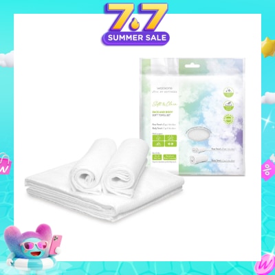 WATSONS - Face & Body Soft Towel Set (Face Towel 60cm x 35cm 2s & Body Towel 135cm x 60cm 1s) 1s