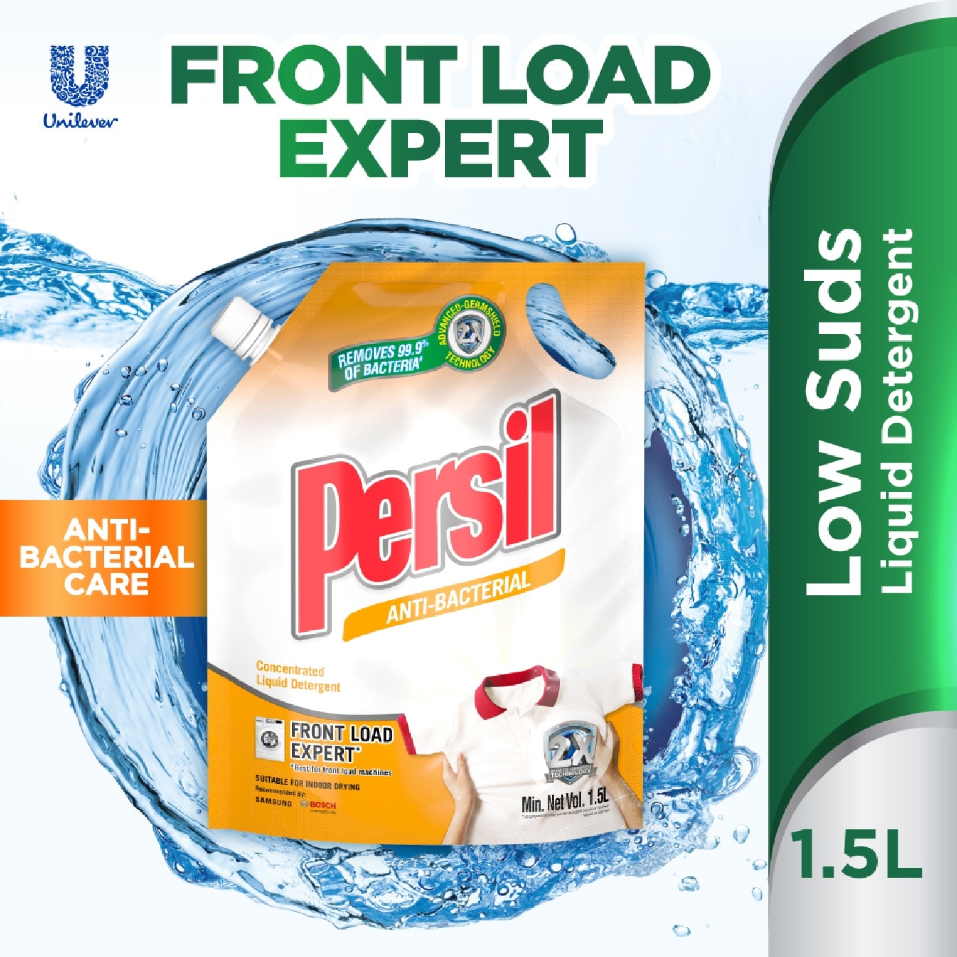 Anti-Bacterial Low Suds Liquid Detergent Refill 1.5L