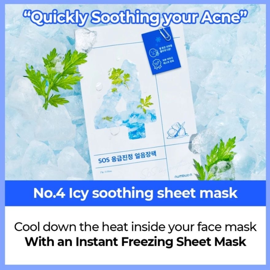 No 4 Icy Soothing Sheet Mask (Instant Freezing, To Reduce Heat & Acne) 1s