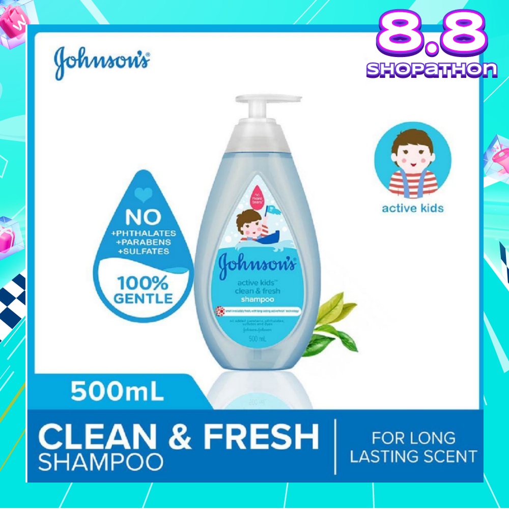 Johnson's Baby Active Kids Clean & Fresh Shampoo 500ml (With Green Tea Extracts)